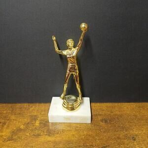 Vintage 1980s Volleyball Trophy Topper on Marble Base